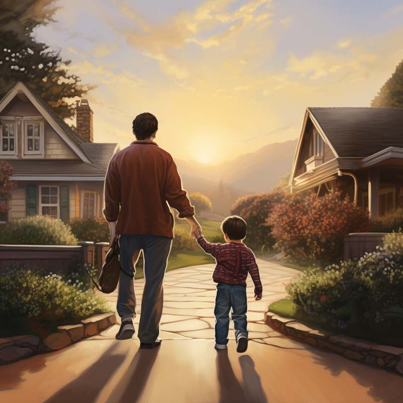 a father and son returning home from residential facility